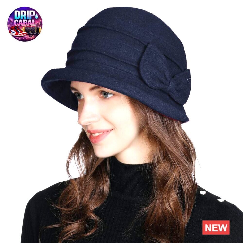 Wool Cloche Bucket Hat Adjustable Winter Fedora Vintage Style